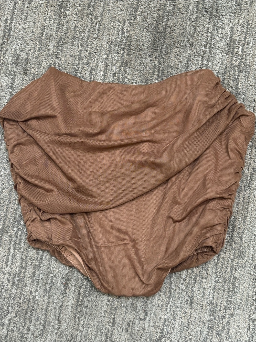 Brown ruched strapless corset top
